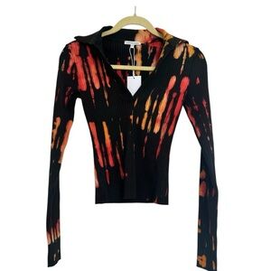 COTTON CITIZEN The Ibiza Tie Dye Polo Size XS ribbed knit long sleeve
